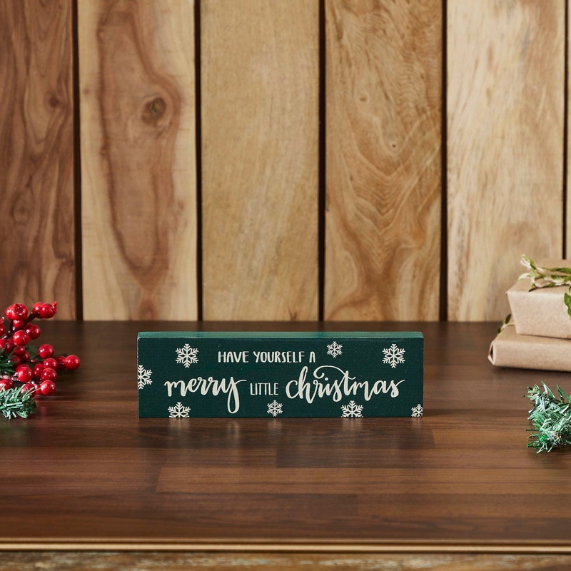 Have Yourself A Merry Little Christmas Green Block Sign 3×10