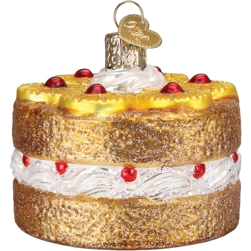 Old World Christmas Glass Blown Pineapple Upside Down Cake Ornament, 2.75″