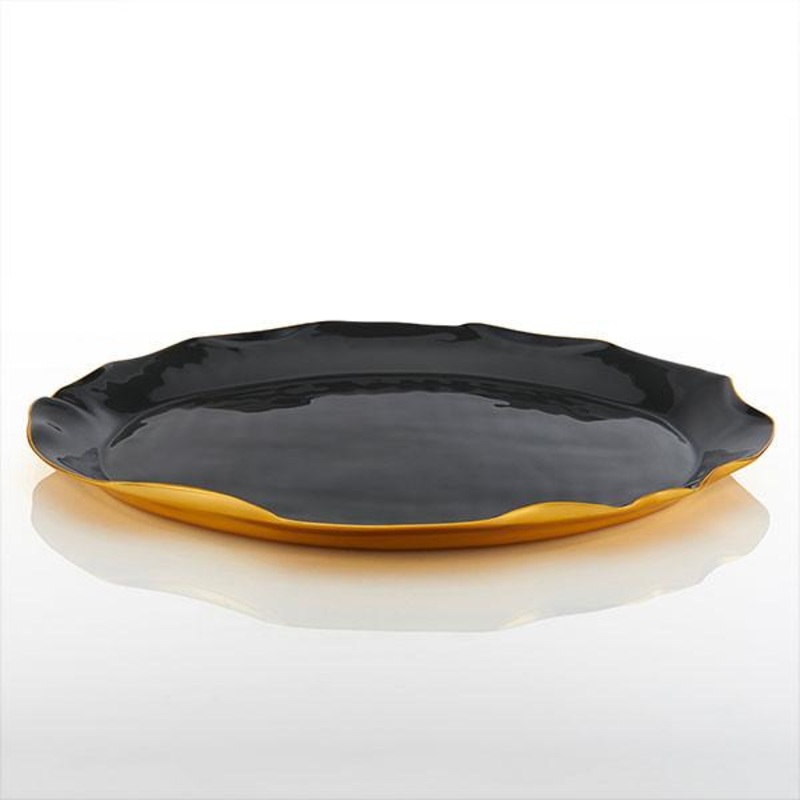 Oval Ruffled Platter Graphite