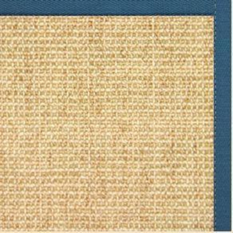 Sand Sisal Rug with Paradise Blue Cotton Border