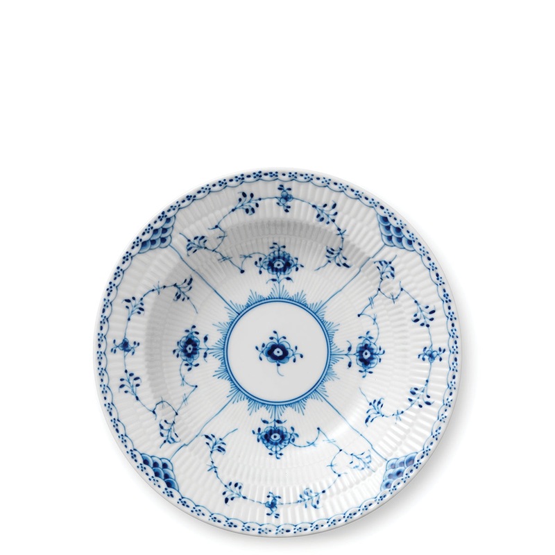 Blue Fluted Half Lace Deep Plate, 8.27″