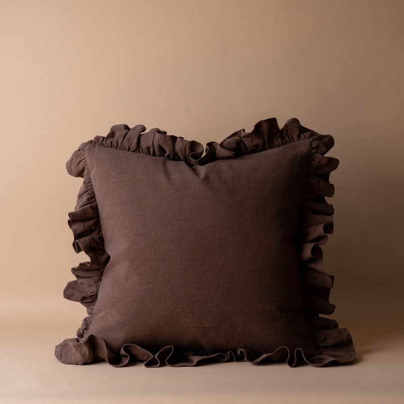 Espresso Ruffle Pillow Cover
