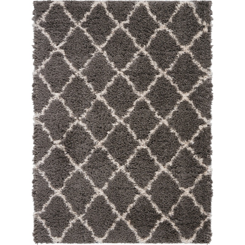 Nourison Luxe Shag 4′ x 6′ Charcoal/Beige Shag Indoor Rug