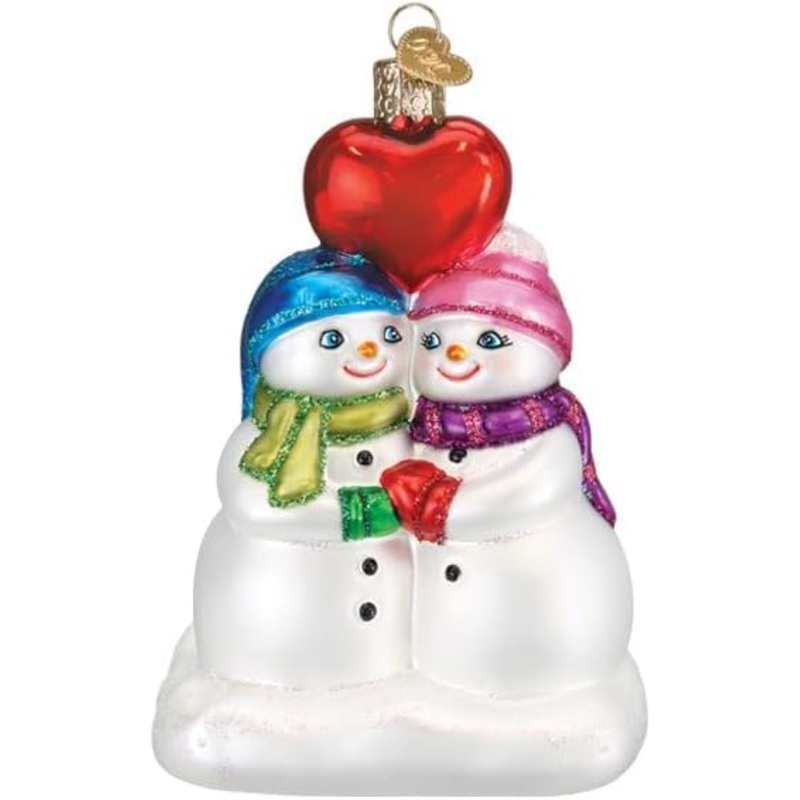 Old World Christmas Blown Glass Ornament for Christmas Tree, Snow Couple’S First Christmas (with OWC Gift Box)