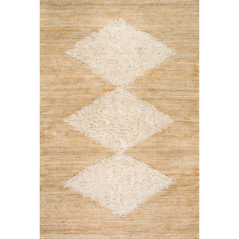 Woolly Diamonds Jute Rug | Off White