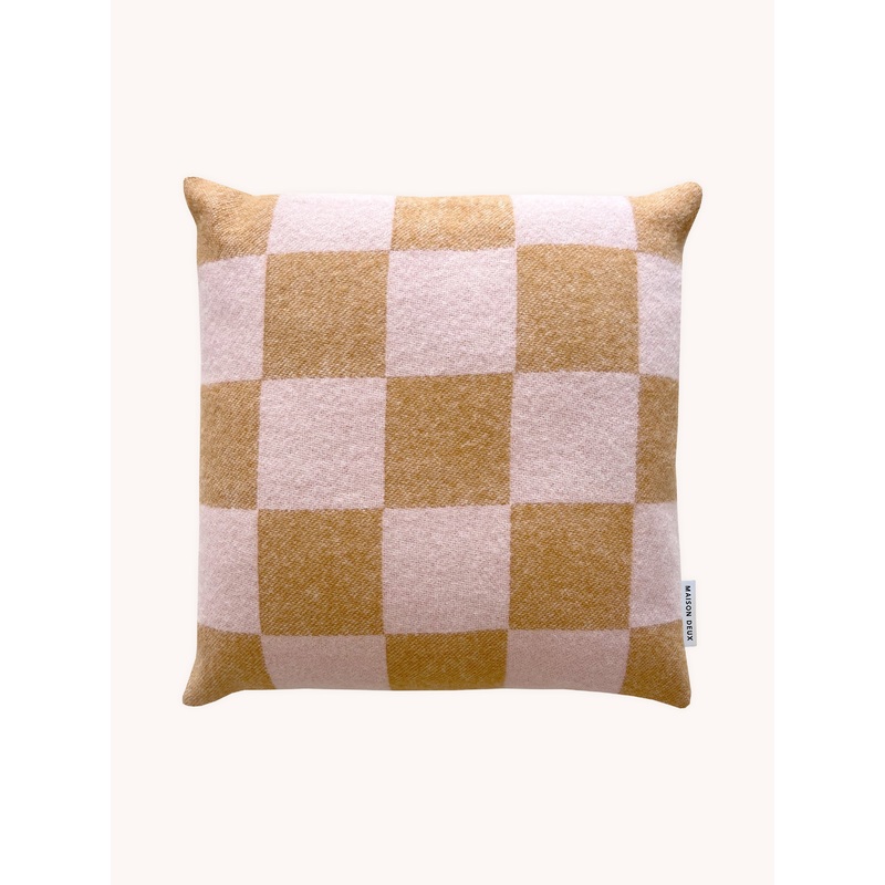 Cushion CHECKERBOARD Terra Brown / Pink 1.65 x 1.65 ft