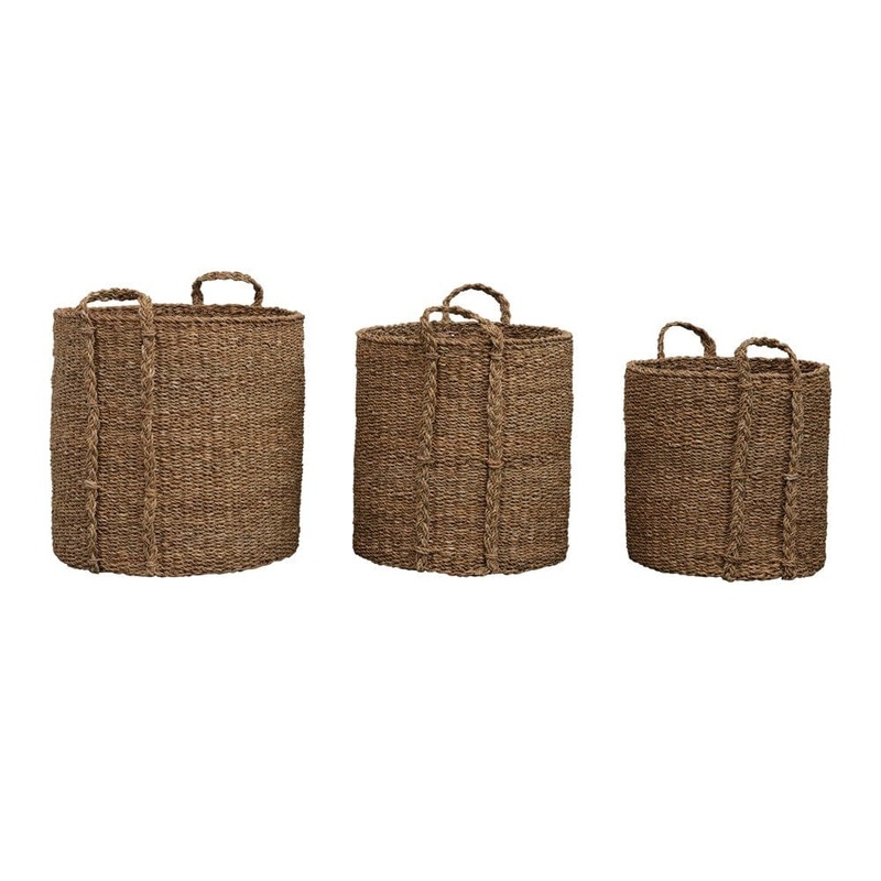 Hand-Woven Baskets w/ Handles