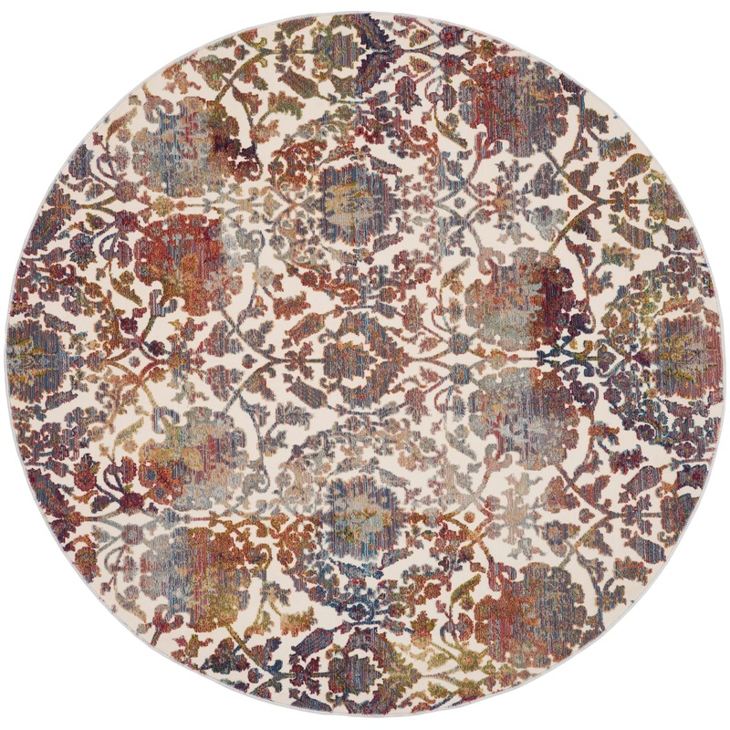 Nourison Ankara Global 6′ x Round White/Multi Vintage Indoor Rug