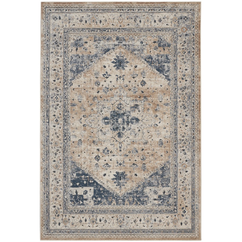 Nourison Home Malta 3’11” x 5’7″ Beige/Blue Vintage Indoor Rug