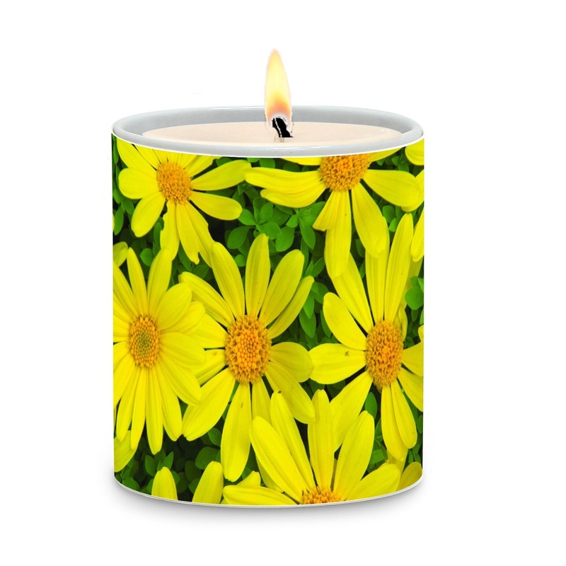 SUBLIMART: Floral – Porcelain Soy Wax Candle ‘Yellow Daisies” (Design #FLO03)