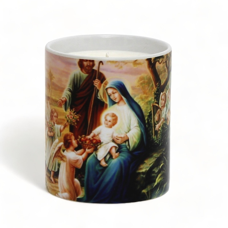 SUBLIMART: Prayer Candle – Porcelain Soy Wax Candle – Holy Family of Nazareth