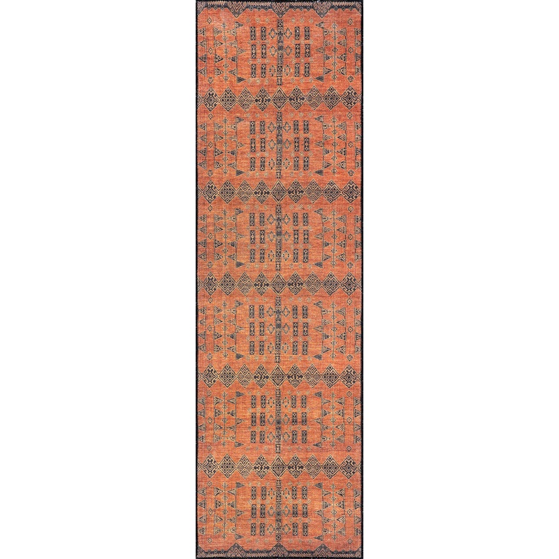 Christine Washable Paneled Rug | Rust
