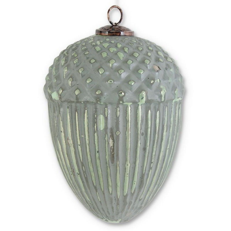 Glass Embossed Acorn Ornament