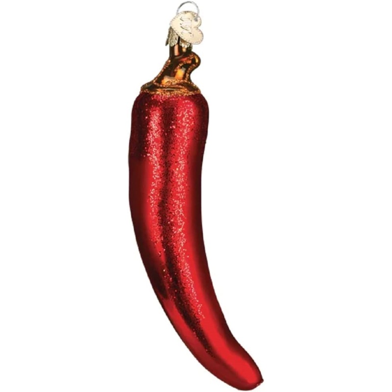 Old World Christmas Glass Blown Red Chili Pepper Ornament, 5.5″