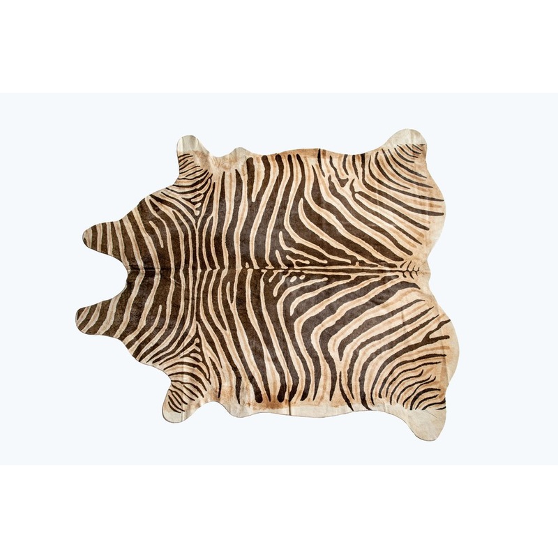 Cowhide Area Rug  Hand Knotted, Stain Resistant, Beige & Brown
