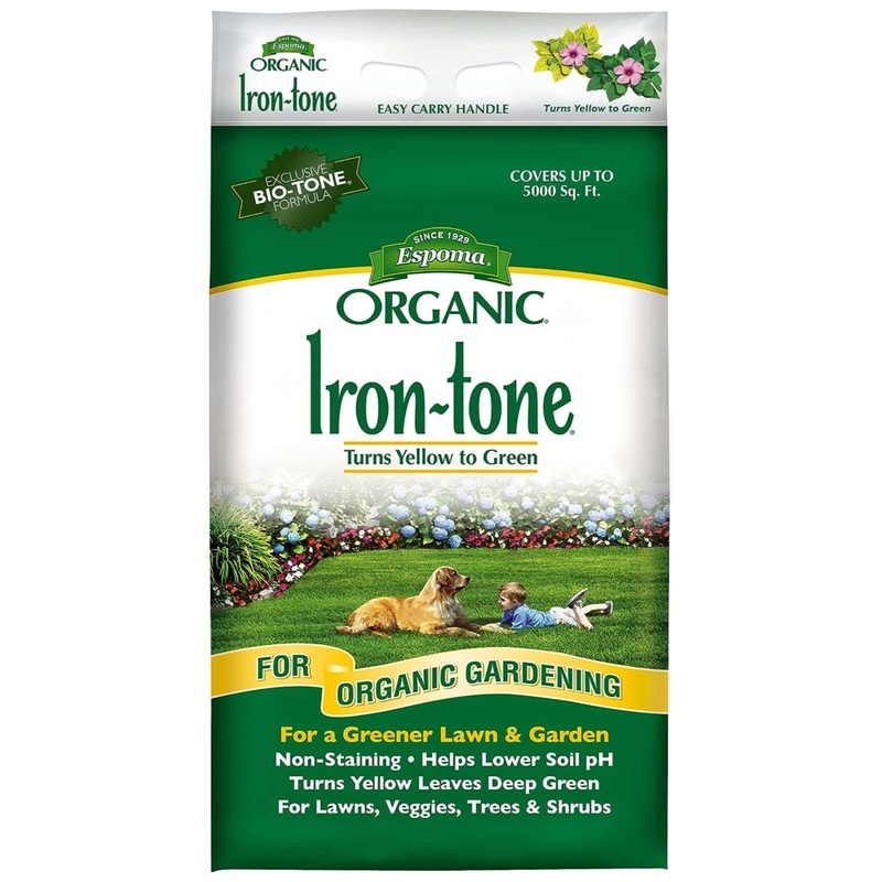 Espoma Organic Iron-tone 3-0-3 Plant Food for Organic Gardening, Lowers Soil pH – Turns Yellow to Green for a Greener Lawn and Garden