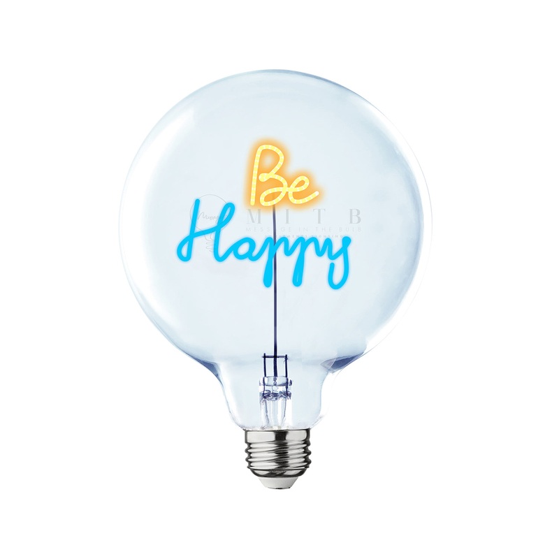 MITB Bulb BE HAPPY Amber/ Blue