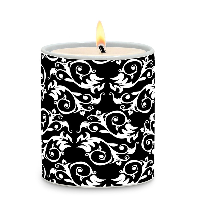SUBLIMART: Geometric – Porcelain Soy Wax Candle ‘Arabeque Black’ (Design #GEO14)