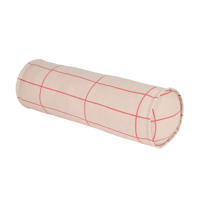 Cylinder Cushion Vibes – Pink Red Grid