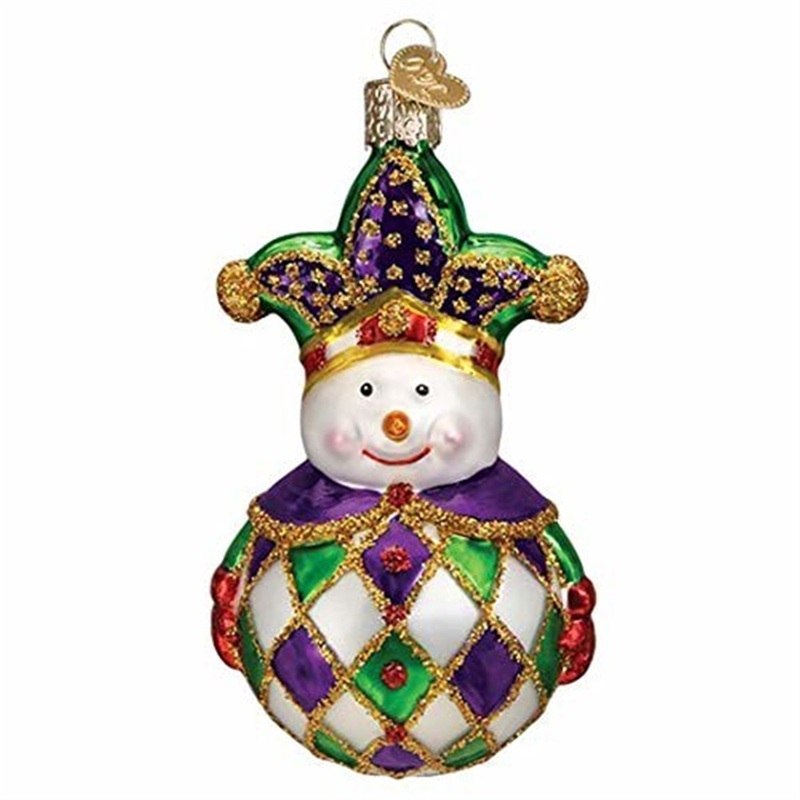Old World Christmas Glass Blown Harlequin Snowman Ornament