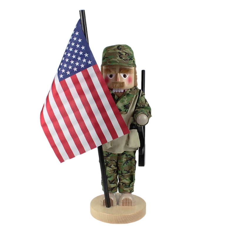 Steinbach Wooden Big Nutcracker For Christmas Decoration From Germany, U.S. Army Soldier, 17.25″