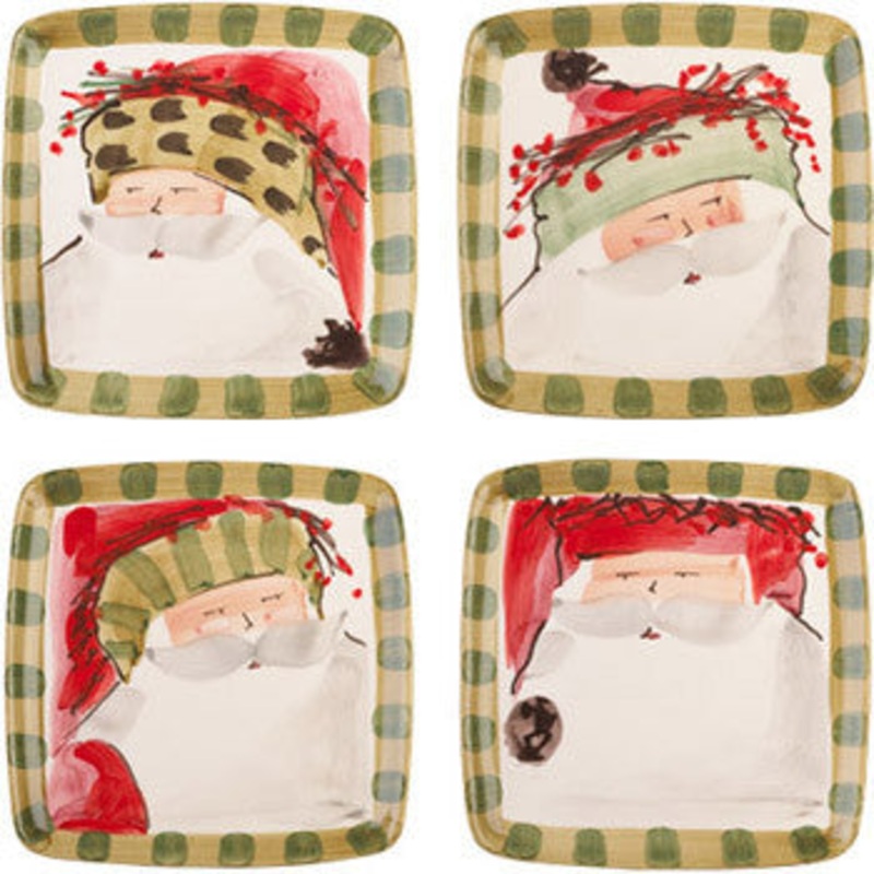 VIETRI: Old St Nick Asst Sq Salad Plate – Set of 4 [R]