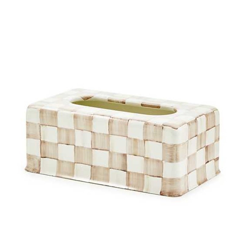 Mocha Check Enamel Standard Tissue Box Cover