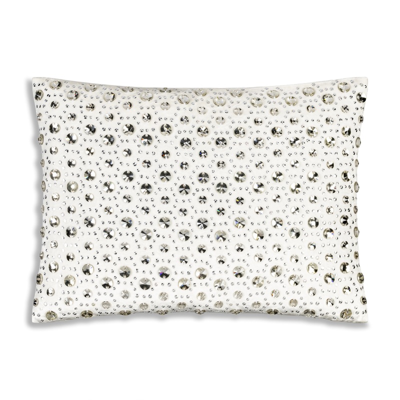 Violette Bedazzled Crystal Ivory Lumbar Pillow