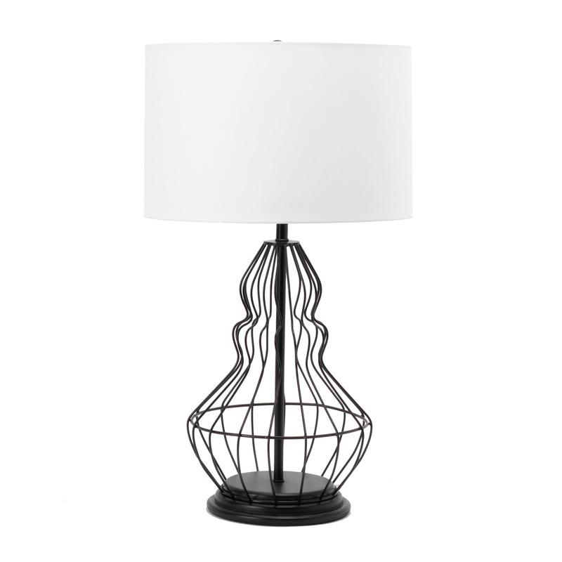 25-inch Iron Wire Framed Gourd Table Lamp | Bronze