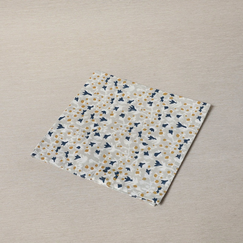 Blue dijon floral napkin