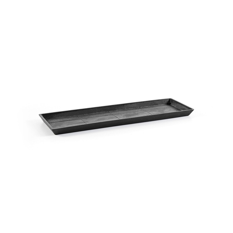 Ecopots Rectangular In/Outdoor Recycled Plastic Planter Flower Pot Saucer, Dark Grey, 31.5″