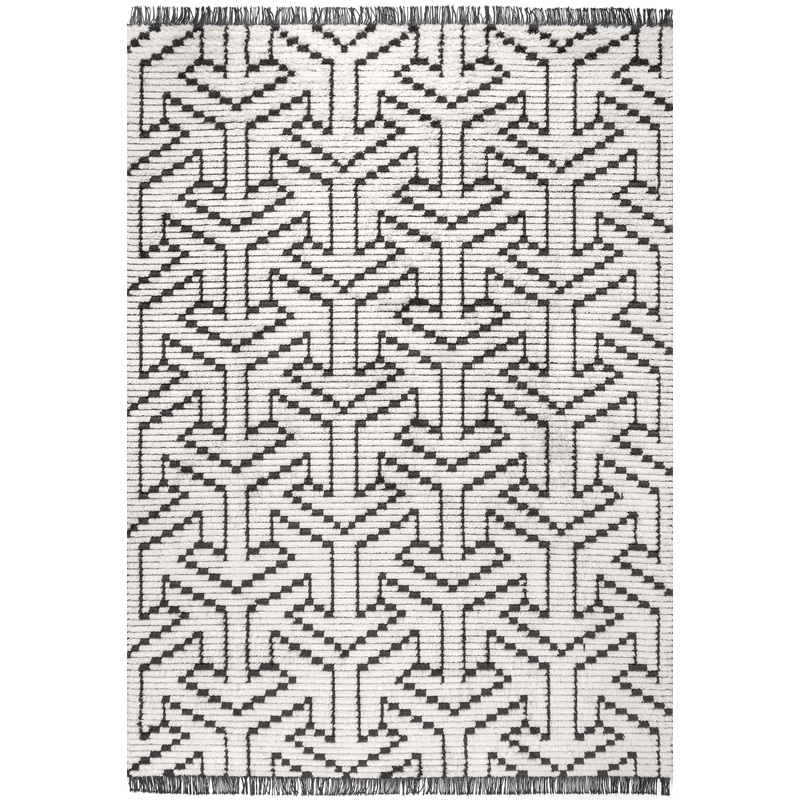 Modern Tessellation Tasseled Rug | Beige
