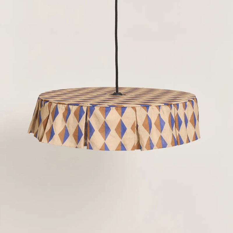 Pendant lampshade diam. 50cm Vibes – Blue Brown Harlequin