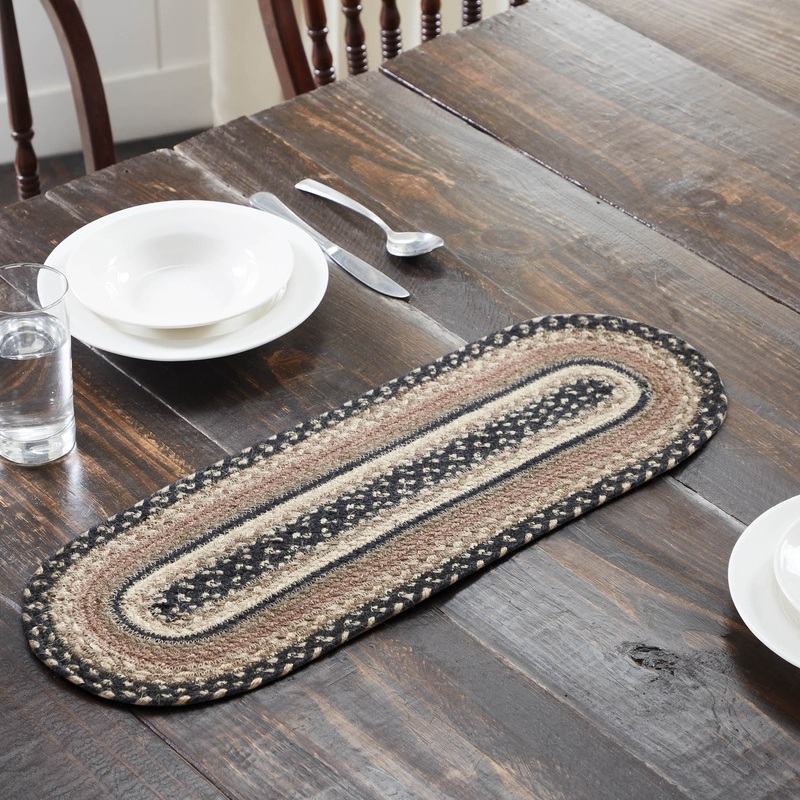 Sawyer Mill Charcoal Creme Jute Oval Runner 8×24