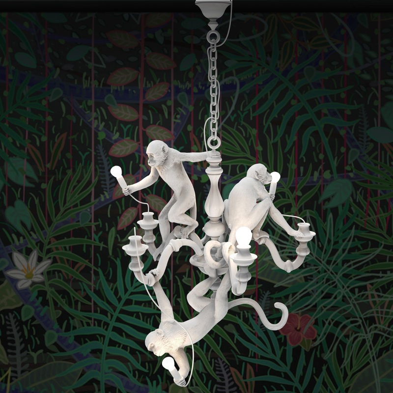 Seletti Monkey Chandelier Pendant Light White