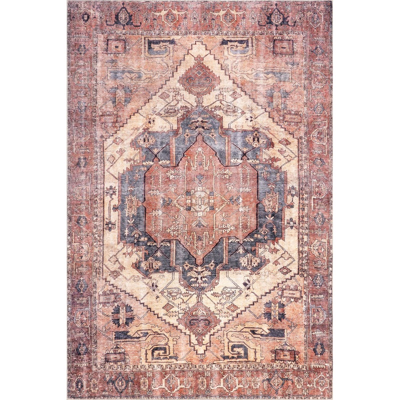 Timeworn Medallion Printed Rug | Pale Terracotta
