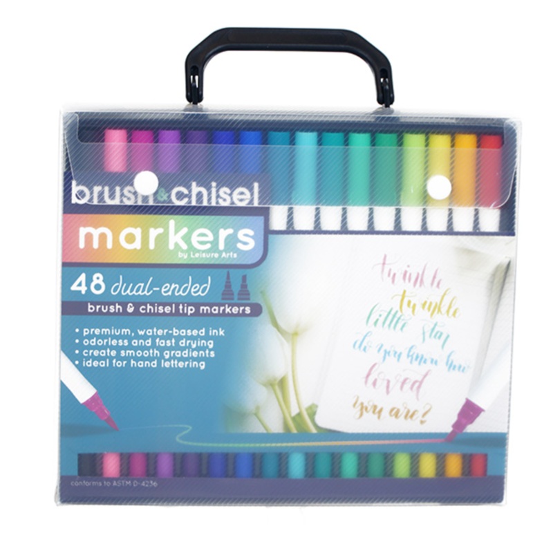Dual Tip Marker Set Brush/Chisel 48PC