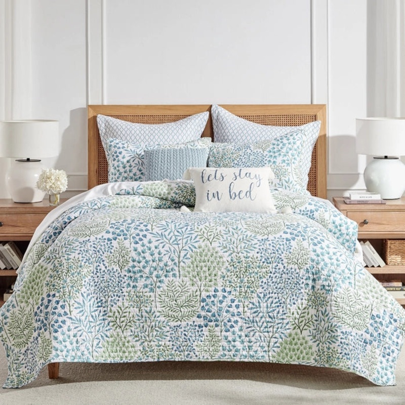 English Forest Cotton Quilt Set – Green