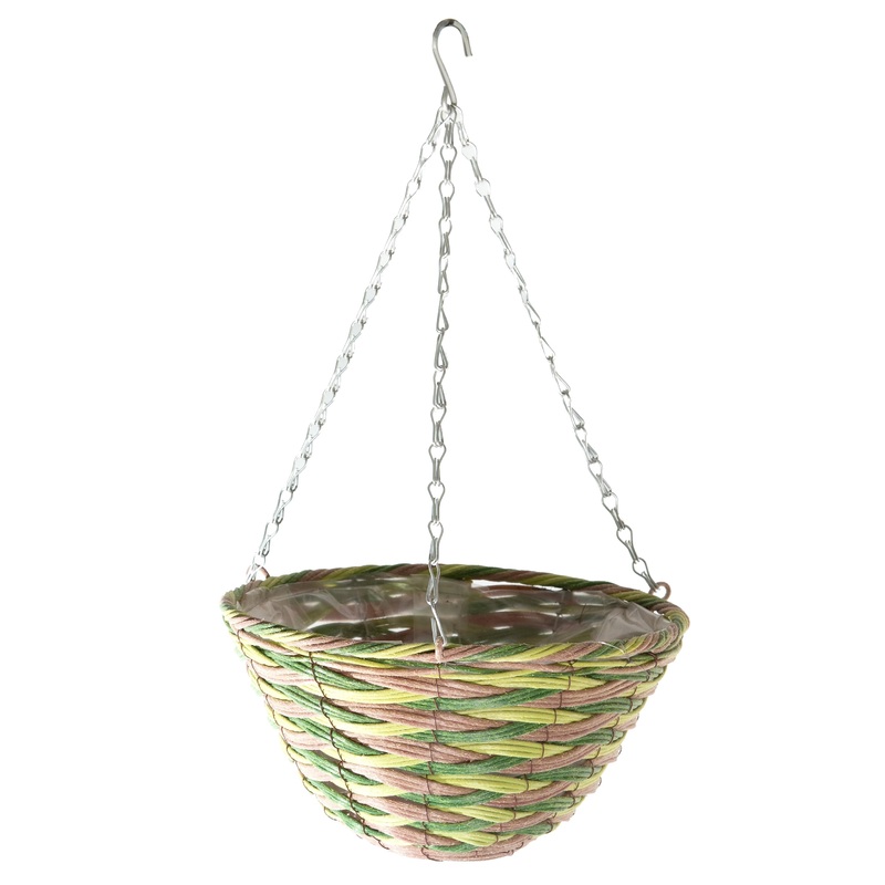 Gardener Select 12 in. Plastic Rattan Hanging Baskets