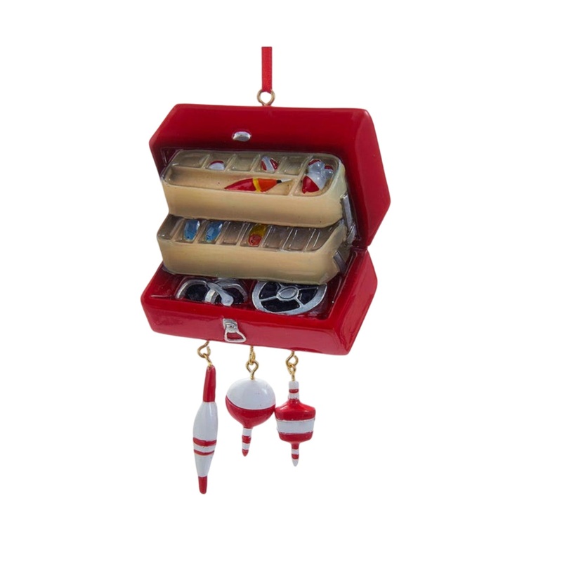 Kurt Adler Hanging Resin Christmas Tree Ornament, Tackle Box for Personalization,  4.75″