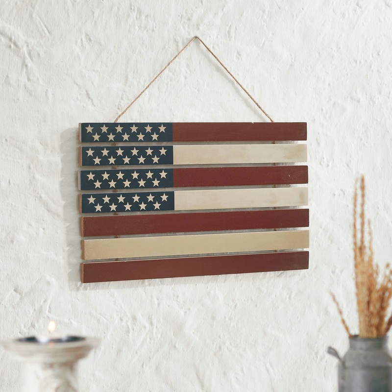 USA Flag Stacked MDF Wall Hanging 12×20