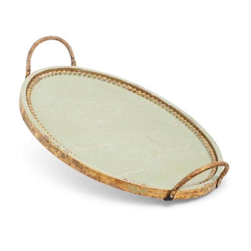 19″ ANTIQUE GREEN TRAY
