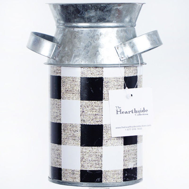 Black & White Buffalo Check Milk Can 5″x8″