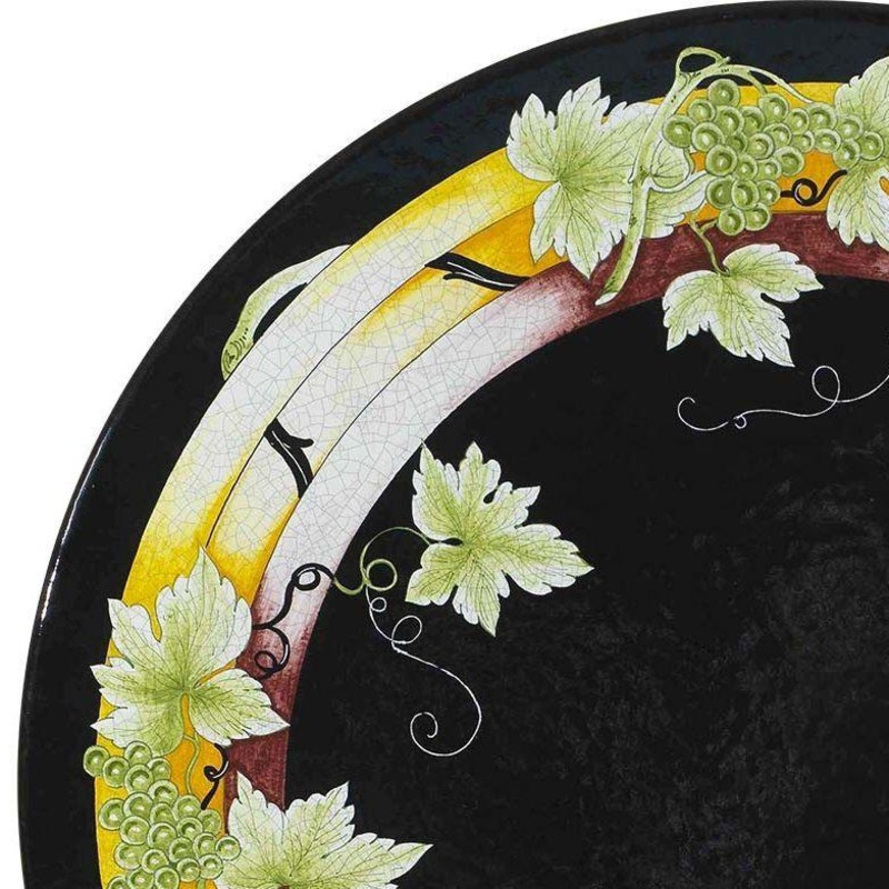 CERAMIC STONE TABLE + IRON BASE: ATENE Design – Hand Painted in Deruta, Italy.