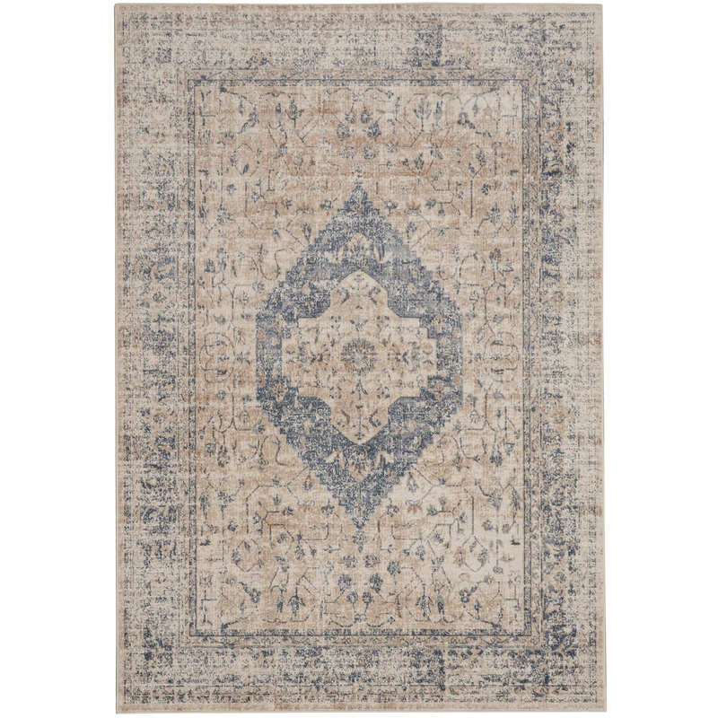 Nourison Home Malta 5’3″ x 7’7″ Ivory/Blue Vintage Indoor Rug