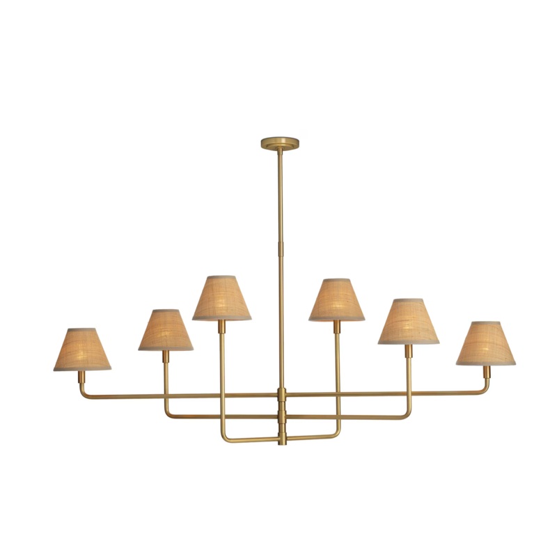 Polly Metal Chandelier – Brass/Rattan