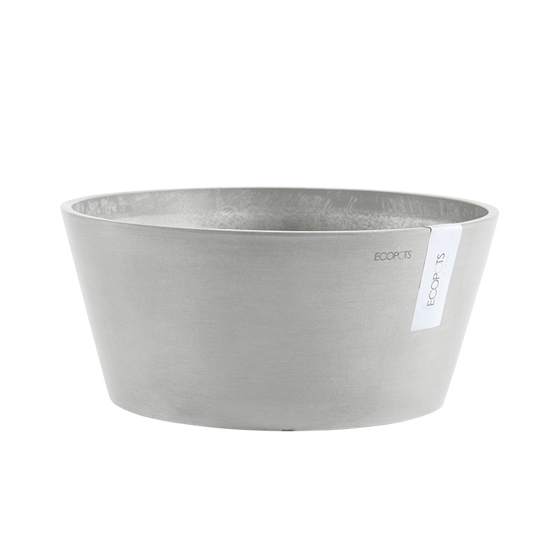 Ecopots Frankfurt Durable Modern Round Indoor/Outdoor Recycled-Based Composite Flower Pot Planter, 12″