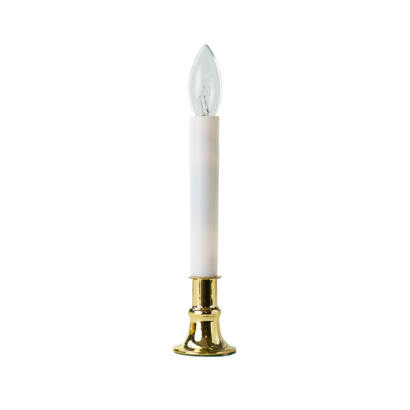 IMC Electric Candle with Incandescent Bulb and Light Sensor, Brass, 9″