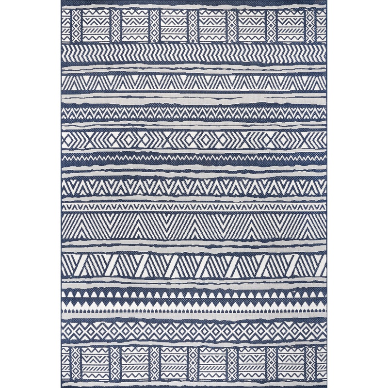 Striped Banded Indoor/Outdoor Rug | Navy