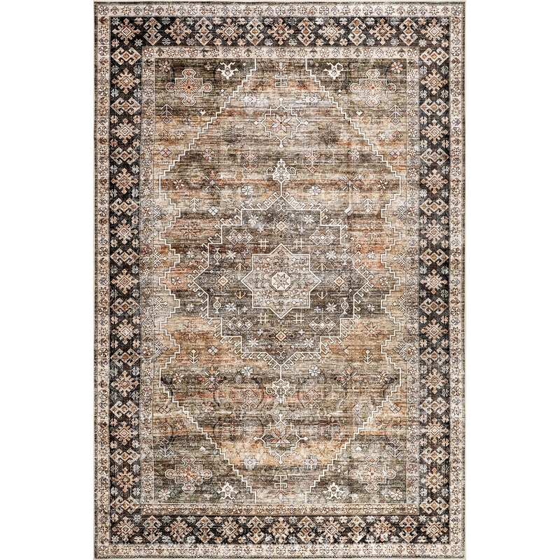 Zhuri Medallion Spill Proof Washable Rug | Sage Green